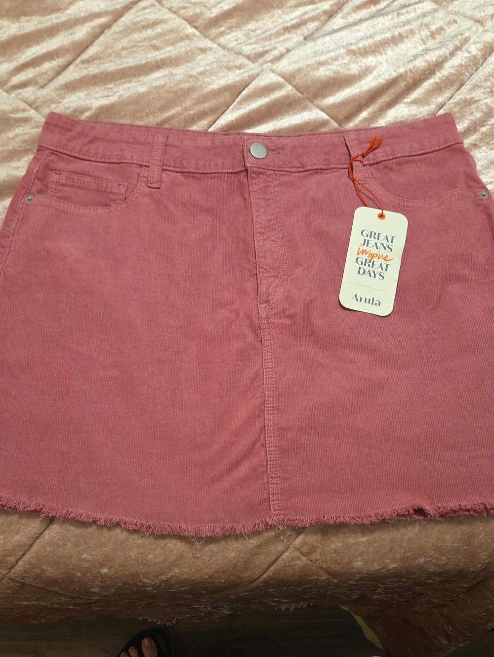 ARULA Dusty Rose Denim Mini Skirt